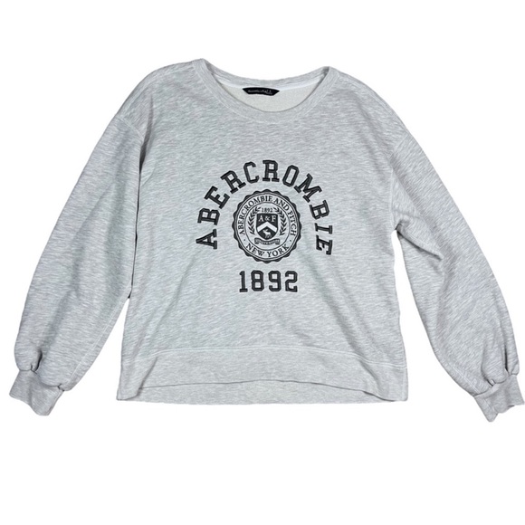 Abercrombie & Fitch Large Gray Logo Crew Neck Pullover Sweatshirt - Picture 2 of 10